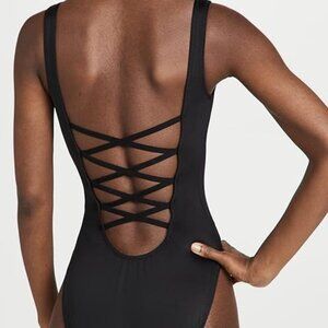 NEW Norma Kamali Low Back Strappy X Mio One Piece Swimsuit M